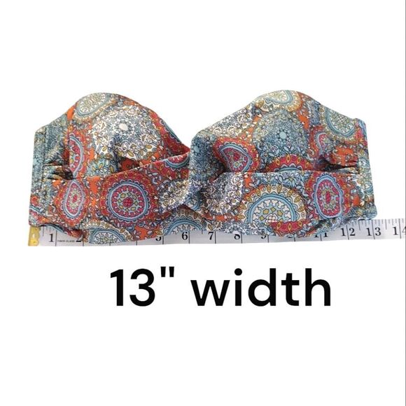 OVS Blue Orange Mandala Bandeau Bikini Swim Top Size 36 B-D * Large - Picture 12 of 13